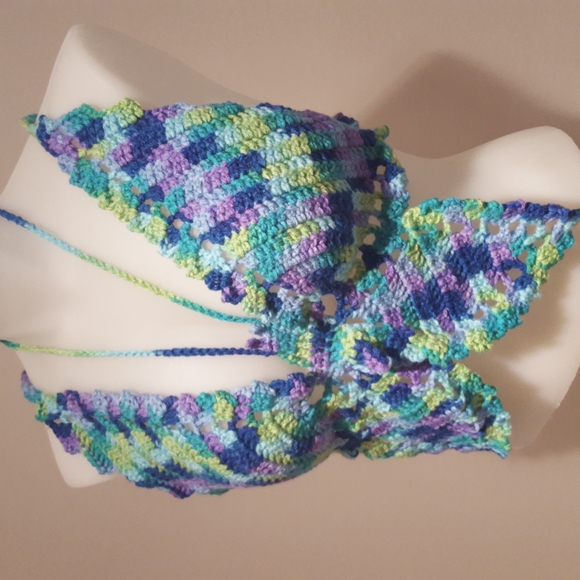Butterfly top, hand crafted crochet, blue, green, purple NWOT - Picture 5 of 16
